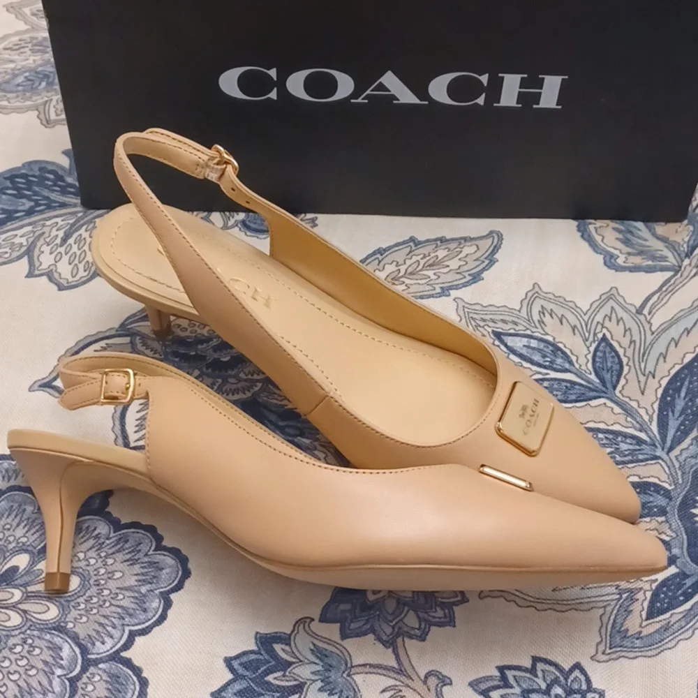Coach Jillian Beachwood  Slingback Heels Great Neutral SZ 6.5B - Picture 10 of 16